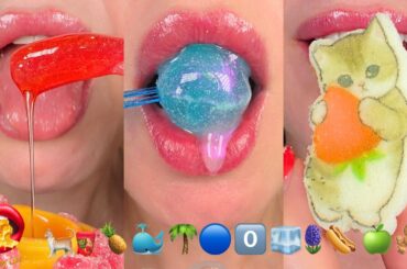 Very Satisfying ASMR Eating Emoji Food Challenge Frozen Honey Wax Candy Kohakutou