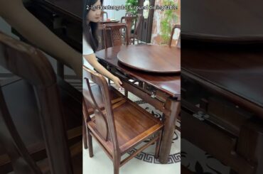 One Table, Two Shapes! The Ultimate Solid Wood Dining Table 🍽️ #furniture#wood#interiordesign#shorts