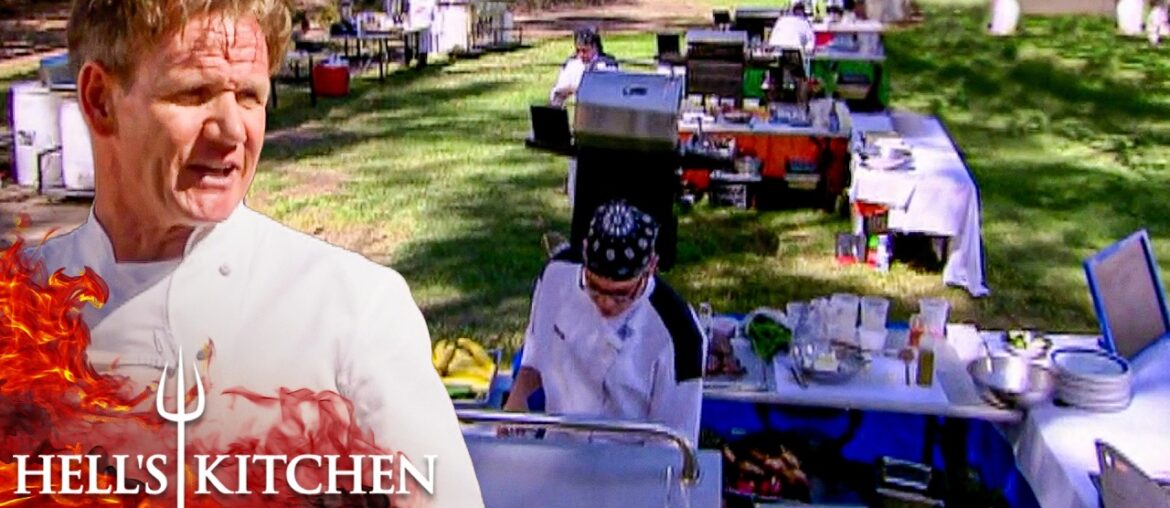 Chef Ramsay Challenges the Top Five to Feed 40 Hungry Glampers | Hell's Kitchen
