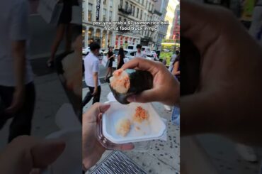 pov: you grab a $7 salmon rice ball from a food cart in nyc #nyc #streetfood #sushi #foodie #pov