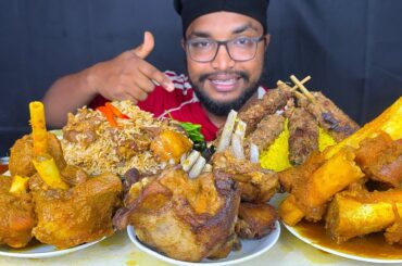 EATING MUTTON BIRYANI, MUTTON CURRY, MUTTON BBQ, MUTTON KABAB RICE, MUKBANG EATING SHOW, FOOD EATING