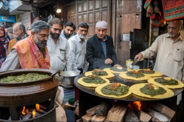 REAL CHEAP ROADSIDE FOOD IN PAKISTAN | DELICIOUS DESI BREAKFAST SAAG PARATHA | PAKISTANI STREET FOOD