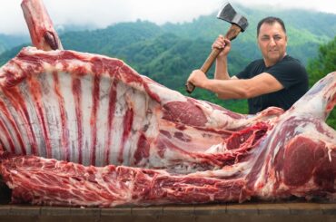 Preparing A Massive Whole Bull For The Village Feast!