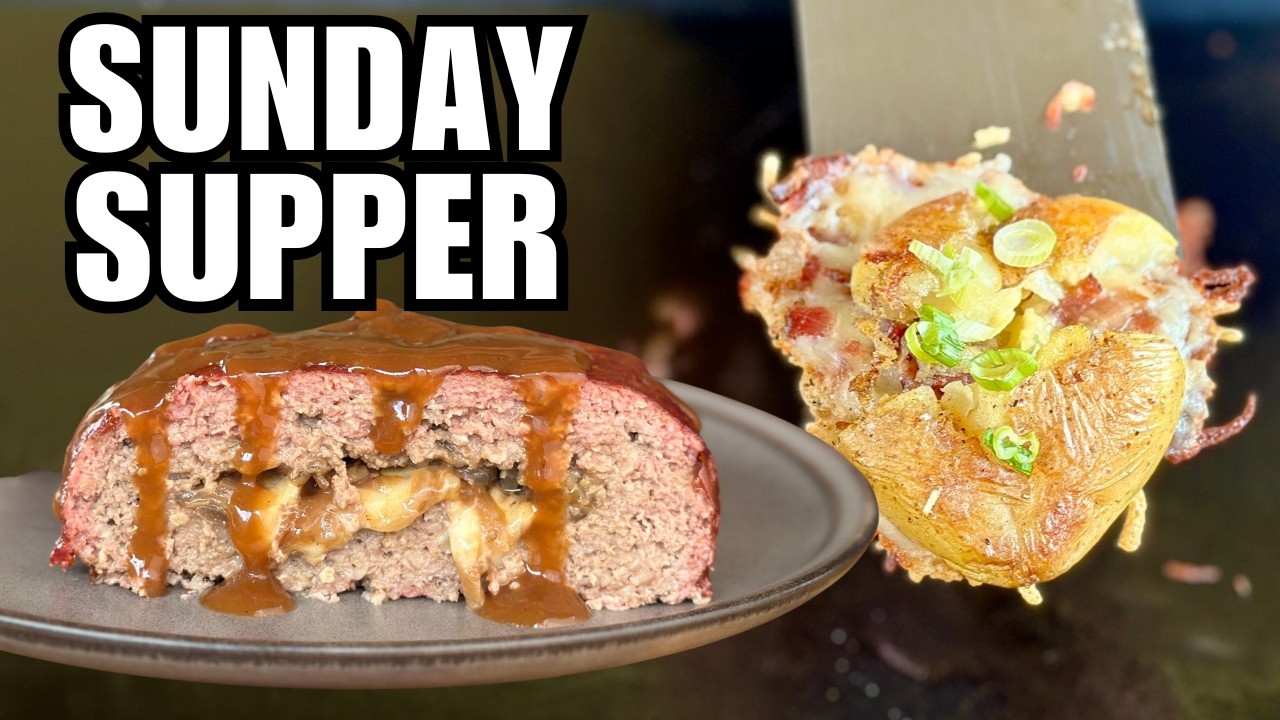 Sunday Supper on the Blackstone — French Onion Meatloaf with Smashed Potatoes Sunday Supper on the Blackstone -- French Onion Meatloaf with Smashed Potatoes