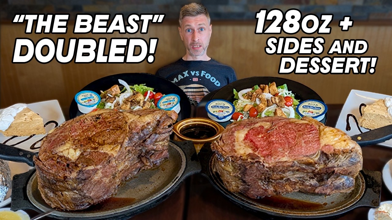 DOUBLING “THE BEAST” 128oz PRIME RIB STEAK CHALLENGE WITH SIDES & DESSERT! DOUBLING "THE BEAST" 128oz PRIME RIB STEAK CHALLENGE WITH SIDES & DESSERT!