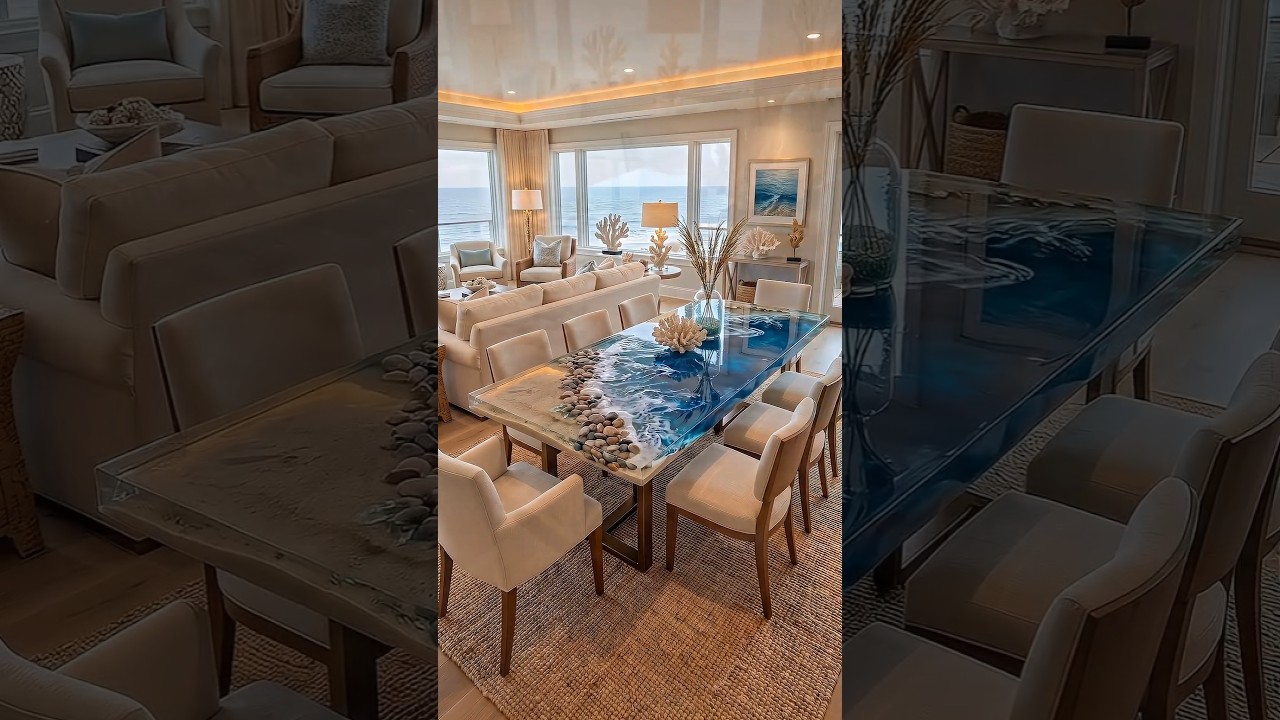 Coastal Ocean Wave Resin Dining Table! 🌊 Coastal Ocean Wave Resin Dining Table! 🌊