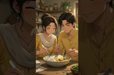 Kadhi Chawal 🥣🍚 | Funny Romantic Couple Cooking | Ghibli Style ASMR | No Dialogue
