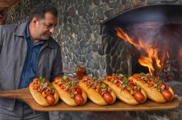 GIANT Chili Dogs Cooked on an Open Fire 🌭 Wilderness Cooking ASMR!