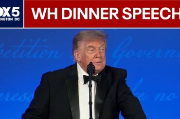 President Donald Trump shares speech at rescheduled White House Correspondents’ Dinner