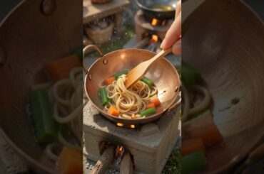 Mini Noodles Cooking 🍜 | Tiny Outdoor Kitchen ASMR | Realistic Miniature Food #shorts