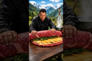 Giant Cheesy Rib Roll! 🧀🍖🔥 #cooking #food #asmr
