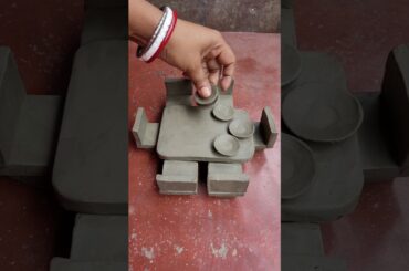 Making Mini Clay Dining Table Set #shorts