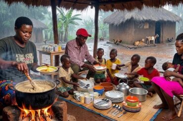 Heavy Rain In African Village 🛖 Shopping New Kitchenware & Cooking Traditional Dinner