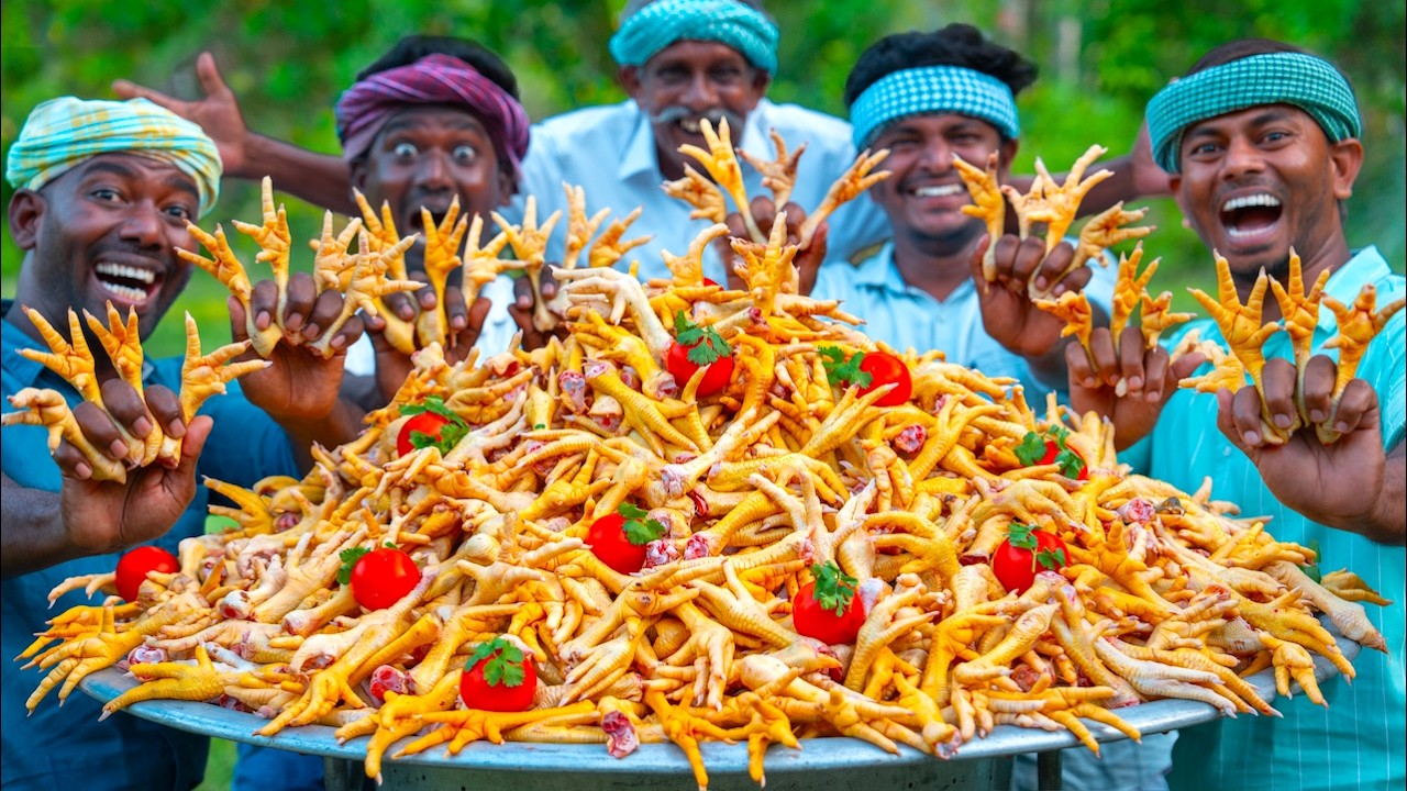 2500 CHICKEN FEET | Cooking & Eating in Village | Natural Collagen Rich Food | Chicken Feet Curry 2500 CHICKEN FEET | Cooking & Eating in Village | Natural Collagen Rich Food | Chicken Feet Curry
