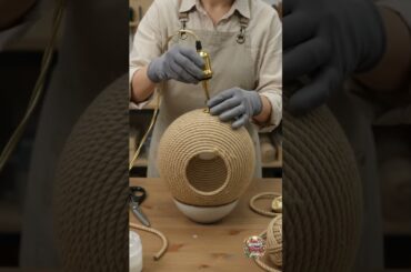 She Turned Jute Rope Into a Luxury Dining Room Pendant Lamp! #craft #crafts