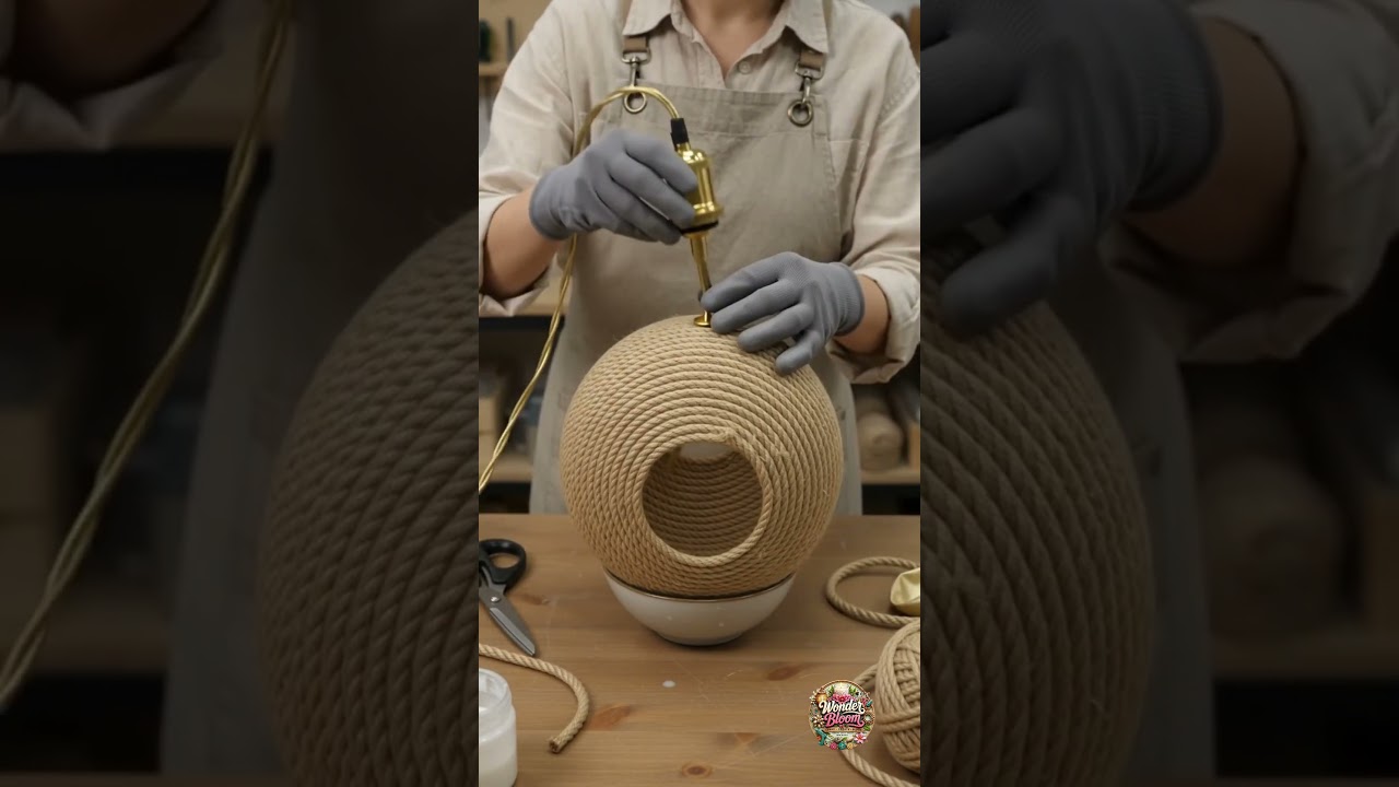 She Turned Jute Rope Into a Luxury Dining Room Pendant Lamp! #craft #crafts She Turned Jute Rope Into a Luxury Dining Room Pendant Lamp! #craft #crafts