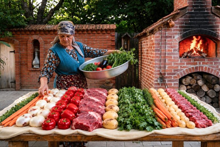 Fresh Garden Vegetable & Meat Pie | Rustic Village Cooking 🥕🌿🥩