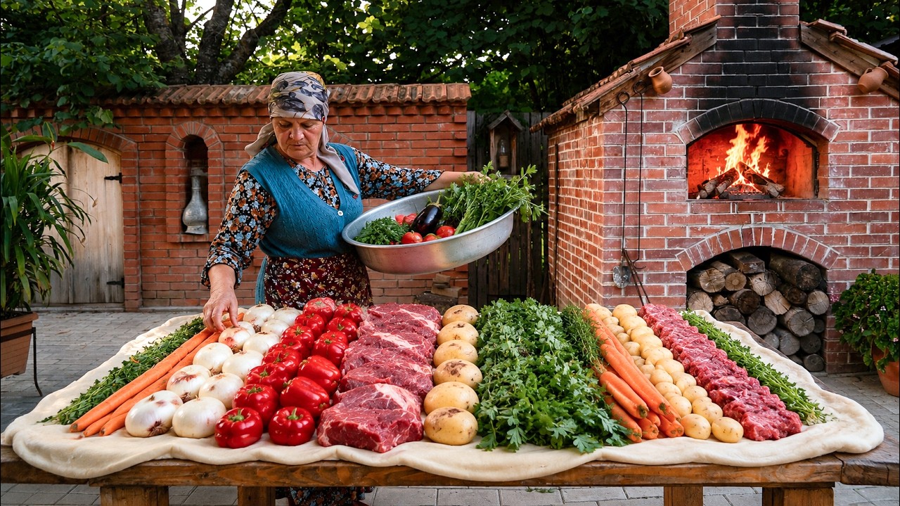 Fresh Garden Vegetable & Meat Pie | Rustic Village Cooking 🥕🌿🥩 Fresh Garden Vegetable & Meat Pie | Rustic Village Cooking 🥕🌿🥩