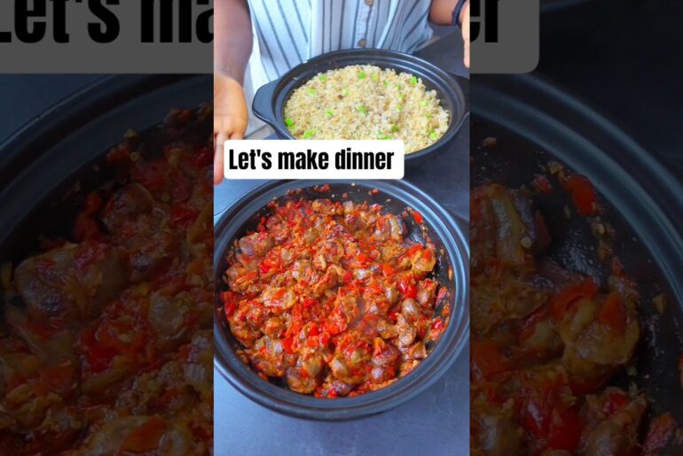 Garlic Butter Rice & Gizzard Pepper Sauce #shorts #cooking #youtubemadeforyou