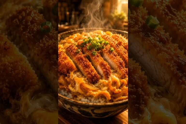 Easy Katsudon Recipe for Beginners | Crispy Tonkatsu with Egg #cooking #shorts # #japanesehibachi