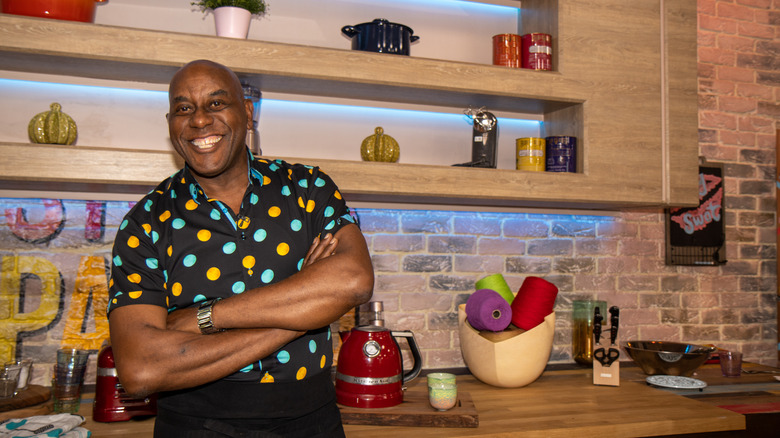 Ainsley Harriott on the set of a cooking show