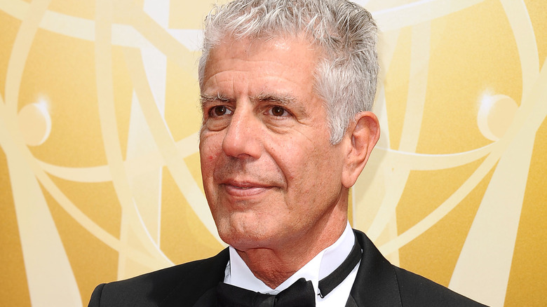 Anthony Bourdain in a tuxedo at an event