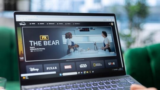 The Bear tv show title graphic showing on a laptop