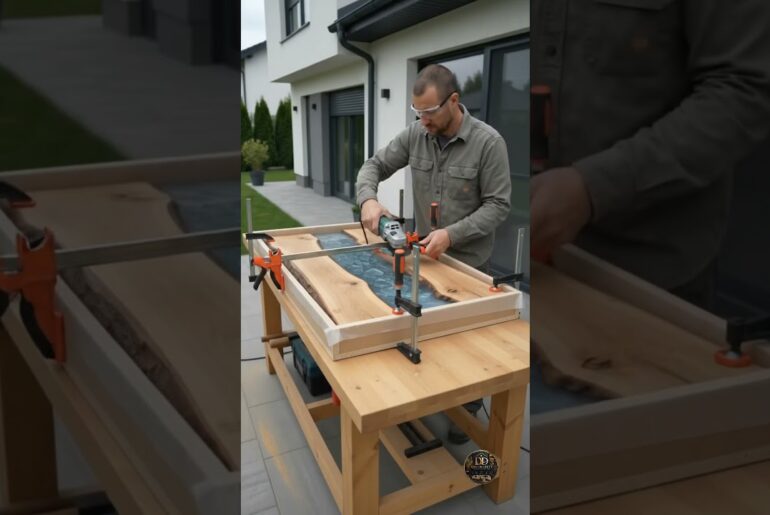 He Turned Broken Glass Into a Glowing Galaxy Dining Table! ✨ #diy #diybuild