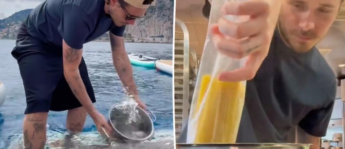 Aspiring chef Brooklyn Beckham horrifies fans by cooking pasta with seawater