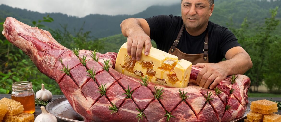 The Juiciest Roasted BEEF LEG Stuffed with Honey Butter!