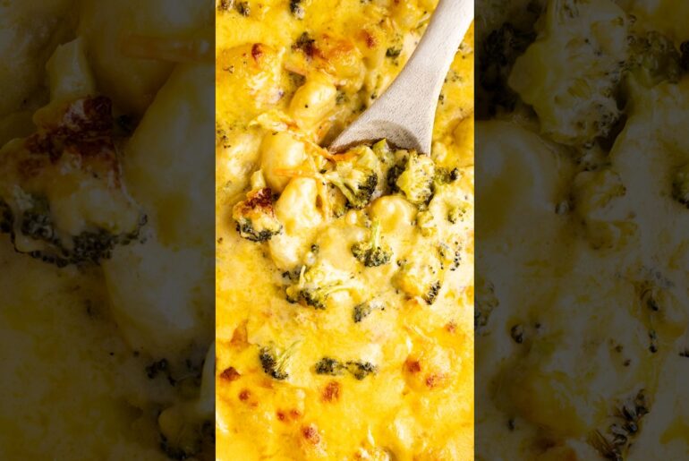 Broccoli Cheddar Gnocchi Bake