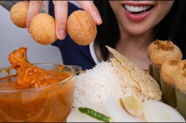 CHICKEN CURRY + RICE + PANIPURI (ASMR EATING SOUNDS) NO TALKING | SAS-ASMR