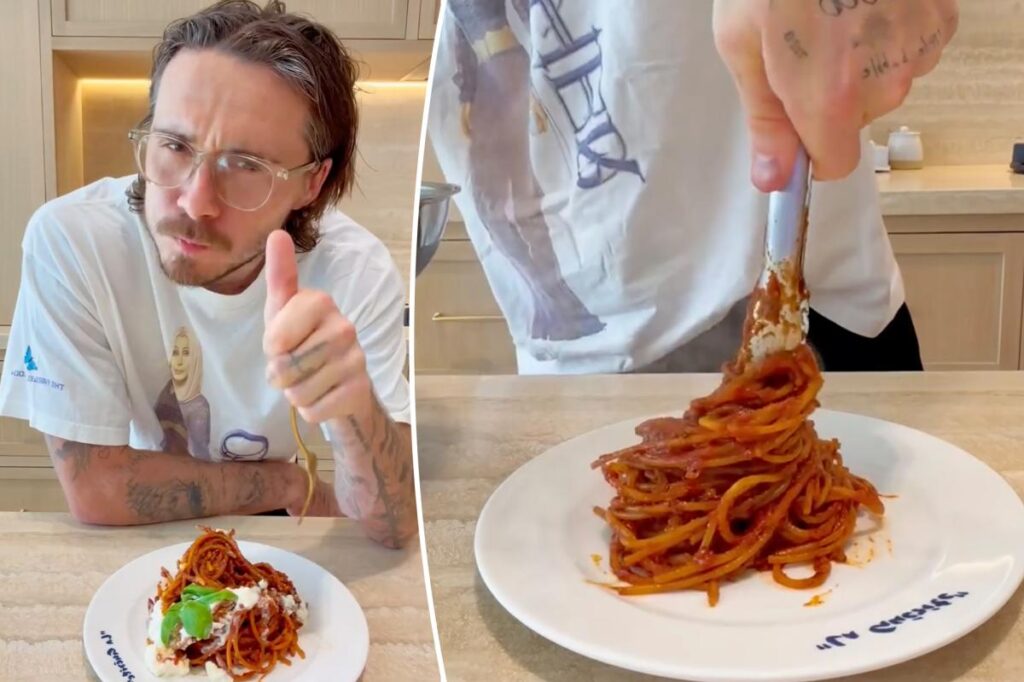 Brooklyn Beckham trolled for cooking ‘burnt’ spaghetti