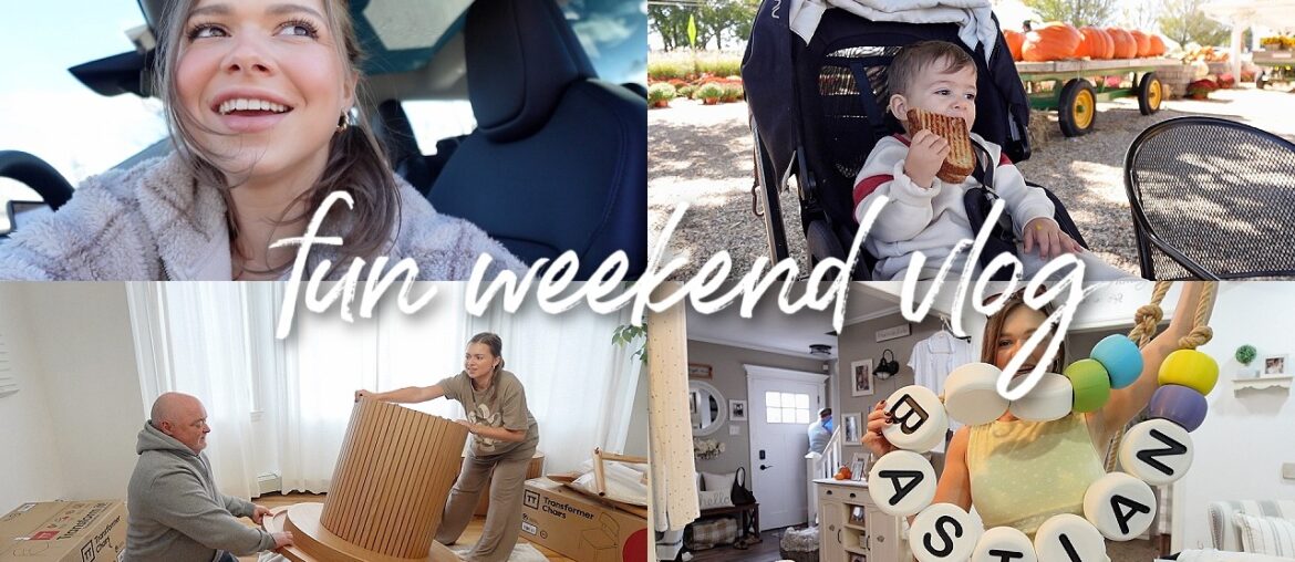 VLOG: new dining table set up, apple picking, DIY dad playroom decor & kitchen timeline update 👀